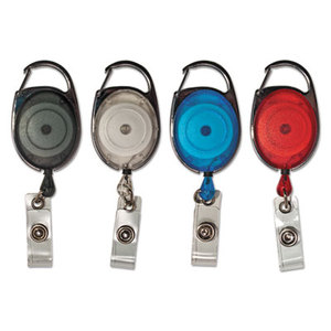 Carabiner-Style Retractable ID Card Reel, 30" Extension, Assorted Colors, 20/PK by ADVANTUS CORPORATION