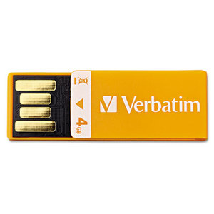 Clip-It USB 2.0 Flash Drive, 4GB, Orange by VERBATIM CORPORATION