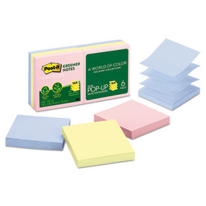 Recycled Pop-Up Notes Refill, 3 x 3, Helsinki, 6 100-Sheet Pads by 3M/COMMERCIAL TAPE DIV.