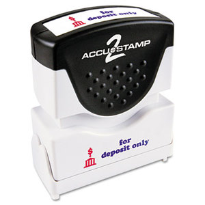 Consolidated Stamp Manufacturing Company 035523 Accustamp2 Shutter Stamp with Microban, Red/Blue, FOR DEPOSIT ONLY, 1 5/8 x 1/2 by CONSOLIDATED STAMP