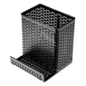 Urban Collection Punched Metal Pencil Cup/Cell Phone Stand, 3 1/2 x 3 1/2, Black by ARTISTIC LLC