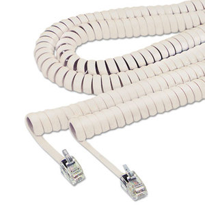 Coiled Phone Cord, Plug/Plug, 25 ft., Ivory by SOFTALK LLC