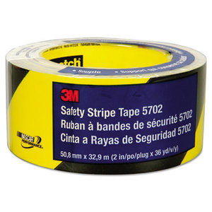 3M 57022 Caution Stripe Tape, 2w x 108ft Roll by 3M/COMMERCIAL TAPE DIV.