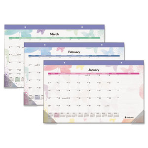 AT-A-GLANCE SK91-705-14 Watercolors Recycled Monthly Desk Pad Calendar, 17 3/4 x 10 7/8, 2015 by AT-A-GLANCE