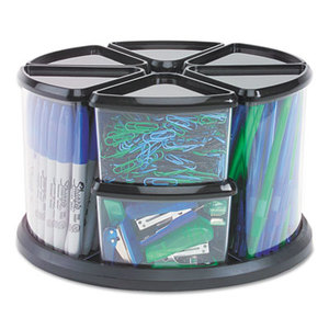 Deflecto Corporation 39010104 9 Canister Carousel Organizer, Plastic, 11 1/8 x 11 1/8, Black/Clear by DEFLECTO CORPORATION