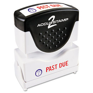 Accustamp2 Shutter Stamp with Microban, Red/Blue, PAST DUE 1 5/8 x 1/2 by CONSOLIDATED STAMP