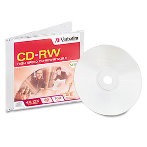 Verbatim America, LLC 95161 CD-RW Disc, 700MB/80min, 4x-12x, w/Slim Jewel Case, Silver by VERBATIM CORPORATION