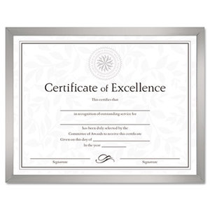 Value U-Channel Document Frame w/Certificates, 8 1/2 x 11, Silver by DAX MANUFACTURING INC.