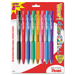 PENTEL OF AMERICA BK440BP8M WOW! Retractable Ballpoint Pen, 1mm, Assorted Barrel, Assorted Ink, 8/Pack by PENTEL OF AMERICA