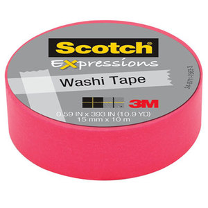 3M C314PNK Expressions Washi Tape, .59" x 393", Neon Pink by 3M/COMMERCIAL TAPE DIV.