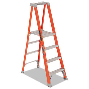 Fiberglass Four-Step Pro Platform Step Ladder, 25w x 9 1/2d x 81 1/4h, Orange by LOUISVILLE