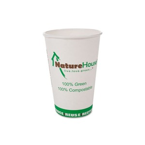 Compostable Live-Green Art Hot Cups, 10oz, White, 50/Pack by SAVANNAH SUPPLIES INC.