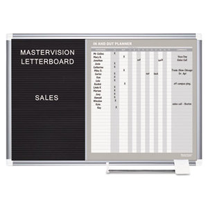 In-Out and Notice Board, 36x24, Silver Frame by BI-SILQUE VISUAL COMMUNICATION PRODUCTS INC