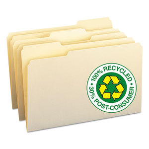 SMEAD MANUFACTURING COMPANY 15339 100% Recycled File Folders, 1/3 Cut, One-Ply Top Tab, Legal, Manila, 100/Box by SMEAD MANUFACTURING CO.