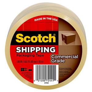 3M 3750 3750 Commercial Grade Packaging Tape, 1.88" x 54.6yds, 3" Core, Clear by 3M/COMMERCIAL TAPE DIV.