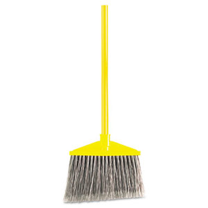 Angled Large Broom, Poly Bristles, 46 7/8" Metal Handle, Yellow/Gray by RUBBERMAID COMMERCIAL PROD.