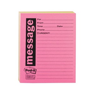 3M 766212SS Self-Stick Message Pad, 3-7/8 x 4-7/8, Bright Pink, 50/Pad, 12 Pads/Pack by 3M/COMMERCIAL TAPE DIV.