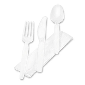 Wrapped Tableware/Napkin Packets, Fork/Knife/Spoon/Napkin, White, 250/Carton by DIXIE FOOD SERVICE