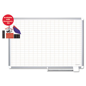 Bi-silque S.A CR0630830A Platinum Plus Dry Erase Planning Board w/Accessories 1x2" Grid, 36x24, Silver by BI-SILQUE VISUAL COMMUNICATION PRODUCTS INC