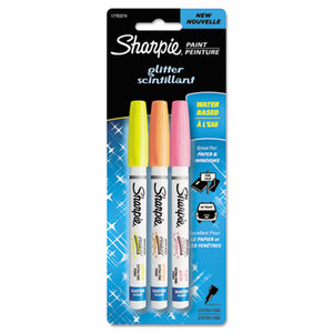 Sanford, L.P. 1783274 Water-Based Glitter Paint Markers, Assorted, 3/Pk by SANFORD