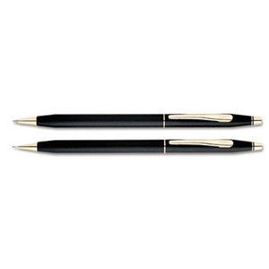 A. T. Cross Company 250105 Classic Century Ballpoint Pen & Pencil Set, Black/23 Kt. Gold Accents by A.T. CROSS COMPANY