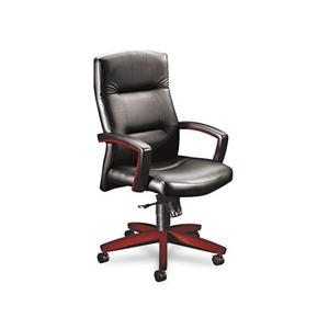 5000 Series Executive High-Back Swivel/Tilt Chair, Black Leather/Mahogany by HON COMPANY