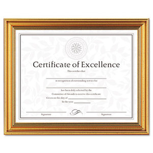 Antique Colored Document Frame w/Certificate, Plastic, 8 1/2 x 11, Gold by DAX MANUFACTURING INC.