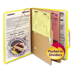 SMEAD MANUFACTURING COMPANY 14084 Pressboard Folders with Two Pocket Dividers, Letter, Six-Section, Yellow, 10/Box by SMEAD MANUFACTURING CO.