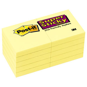 Canary Yellow Note Pads, 1-7/8 x 1-7/8, 90/Pad, 10 Pads/Pack by 3M/COMMERCIAL TAPE DIV.