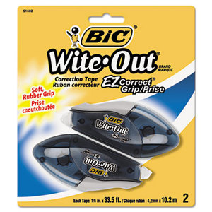 Wite-Out EZ Correct Grip Correction Tape, NonRefill, 1/6", 402", 2/Pk by BIC CORP.