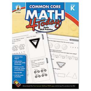 Common Core 4 Today Workbook, Math, Kindergarten, 96 pages by CARSON-DELLOSA PUBLISHING
