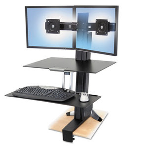 Ergotron, Inc 33-349-200 WorkFit-S Sit-Stand Workstation w/Worksurface, Dual LCD Monitors, Aluminum/Black by ERGOTRON INC