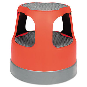 Scooter Stool, Round, 15", Step & Lock Wheels, to 300lb, Red by CRAMER