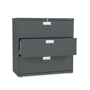 600 Series Three-Drawer Lateral File, 42w x 19-1/4d, Charcoal by HON COMPANY