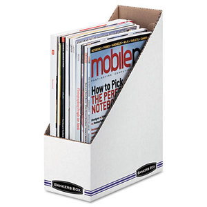 Corrugated Cardboard Magazine File, 4 x 9 1/4 x 11 3/4, White, 12/Carton by FELLOWES MFG. CO.