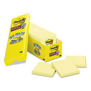 Canary Yellow Note Pads, 3 x 3, 90/Pad, 24 Pads/Pack by 3M/COMMERCIAL TAPE DIV.