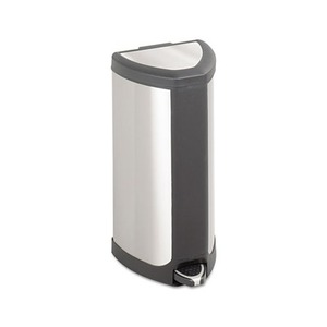 Safco Products 9685SS Step-On Waste Receptacle, Triangular, Stainless Steel, 4gal, Chrome/Black by SAFCO PRODUCTS