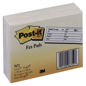 Fax Transmittal Notes,1-1/2 x 4, White, 12 50-Sheet Pads/Pack by 3M/COMMERCIAL TAPE DIV.