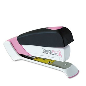 Pink Ribbon Desktop Stapler, 20-Sheet Capacity, Pink/White by ACCENTRA, INC.