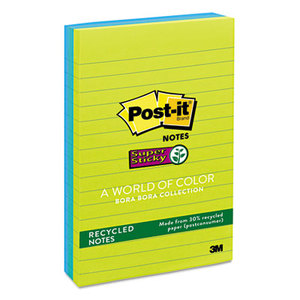 Recycled Notes in Bora Bora Colors, 4 x 6, 90/Pad, 3 Pads/Pack by 3M/COMMERCIAL TAPE DIV.