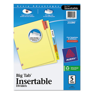 Avery 23280 Insertable Big Tab Dividers, 5-Tab, Letter by AVERY-DENNISON