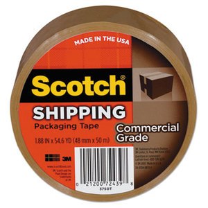 3M 70005072924 3750 Commercial Grade Packaging Tape, 1.88" x 54.6yds, 3" Core, Tan by 3M/COMMERCIAL TAPE DIV.