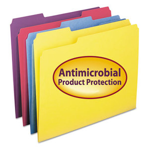 SMEAD MANUFACTURING COMPANY 10349 Antimicrobial Folders, 1/3 Cut Top Tab, Letter, Assorted Colors, 100/Box by SMEAD MANUFACTURING CO.