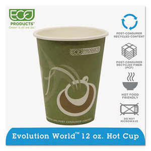 Evolution World 24% PCF Hot Drink Cups, Sea Green, 12oz, 1000/Carton by ECO-PRODUCTS,INC.