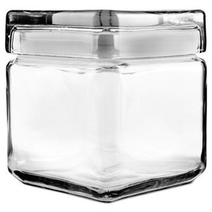 Office Settings Inc GJ01Q Stackable Glass Storage Jars, 1 qt, Glass by OFFICE SETTINGS