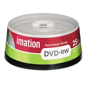 Imation Corp 17436 DVD-RW Discs, 4.7GB, 4x, Spindle, Silver, 25/Pack by IMATION