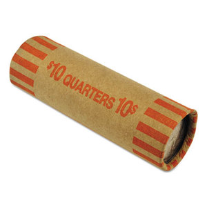 Nested Preformed Coin Wrappers, Quarters, $10.00, Orange, 1000 Wrappers/Box by MMF INDUSTRIES