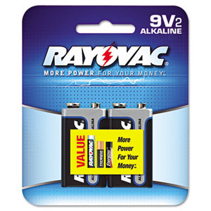 RAY-O-VAC A1604-2 Alkaline Batteries, 9V, 2/Pack, Recloseable Pkg by RAY-O-VAC