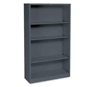 HON COMPANY S60ABCS Metal Bookcase, Four-Shelf, 34-1/2w x 12-5/8d x 59h, Charcoal by HON COMPANY