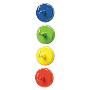 Super Strong Magnetic Hooks, 1 1/2" Diameter, Blue, Green, Red, Yellow, 4/Pack by LEARNING RESOURCES